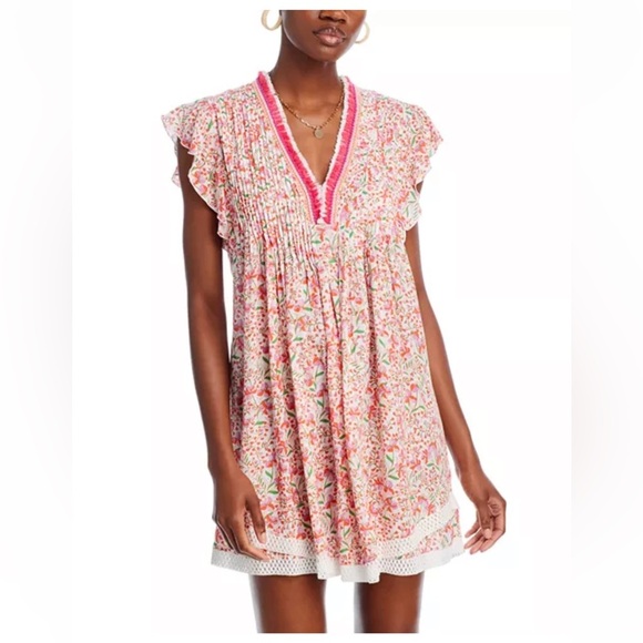 Poupette St. Barth Floral Mini Dress medium luxe Revolve flowy beach fun chic - Picture 4 of 13